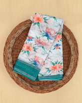 SC3146 - Linen Saree With Digital Print And Full Body Embroidery
